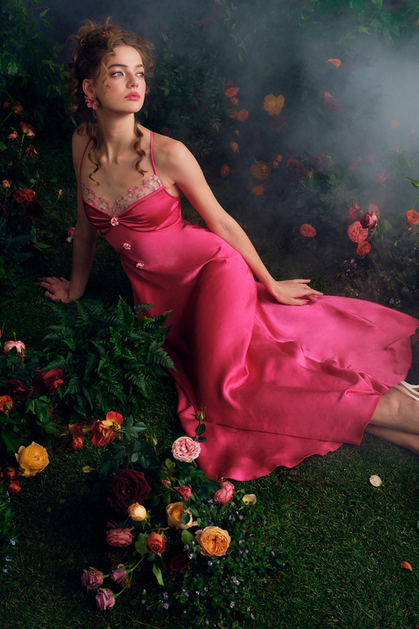 Satin Draped Camisole Gown Dress