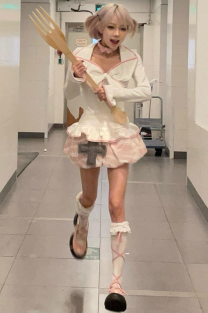 Striped Embroidered Bud Pumpkin Skirt