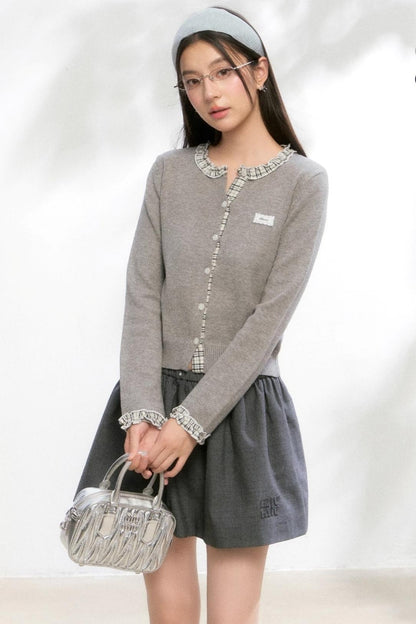 Fake Layered Contrast Knit Top Set-Up