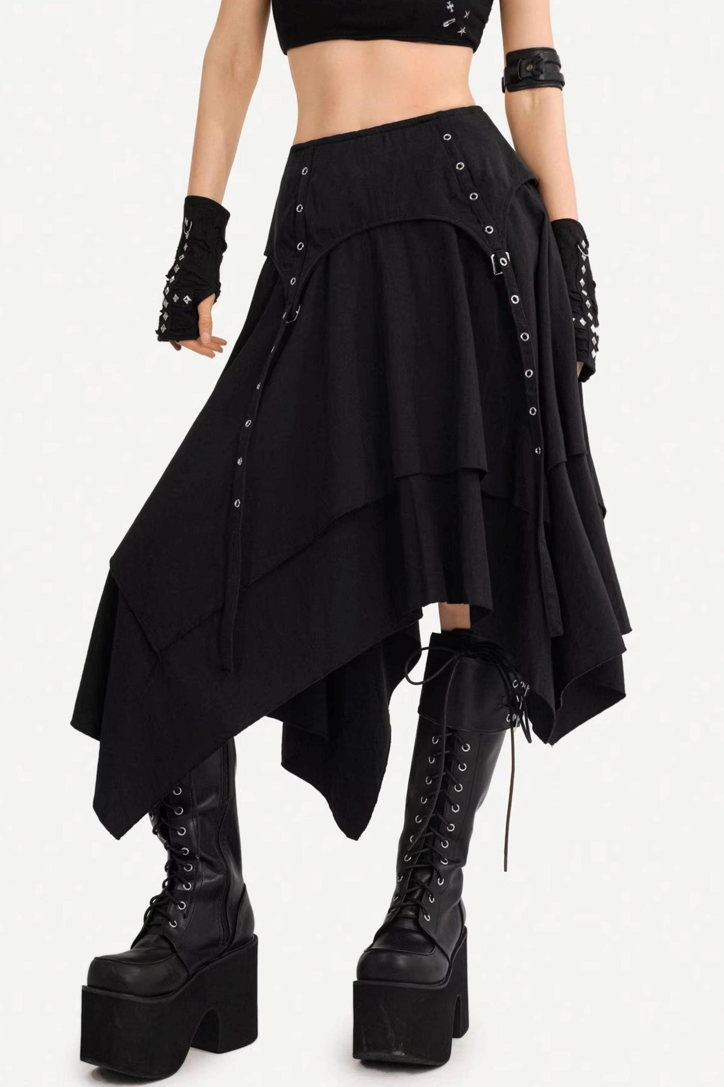 Patchwork Irregular A-Line Skirt