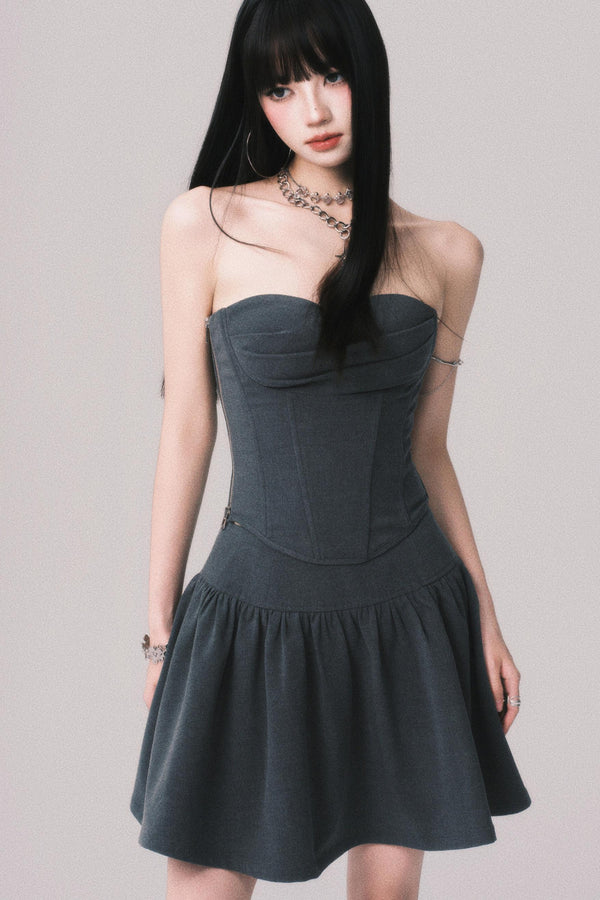 Fishbone Waist Top & Fluffy Skirt Set-Up