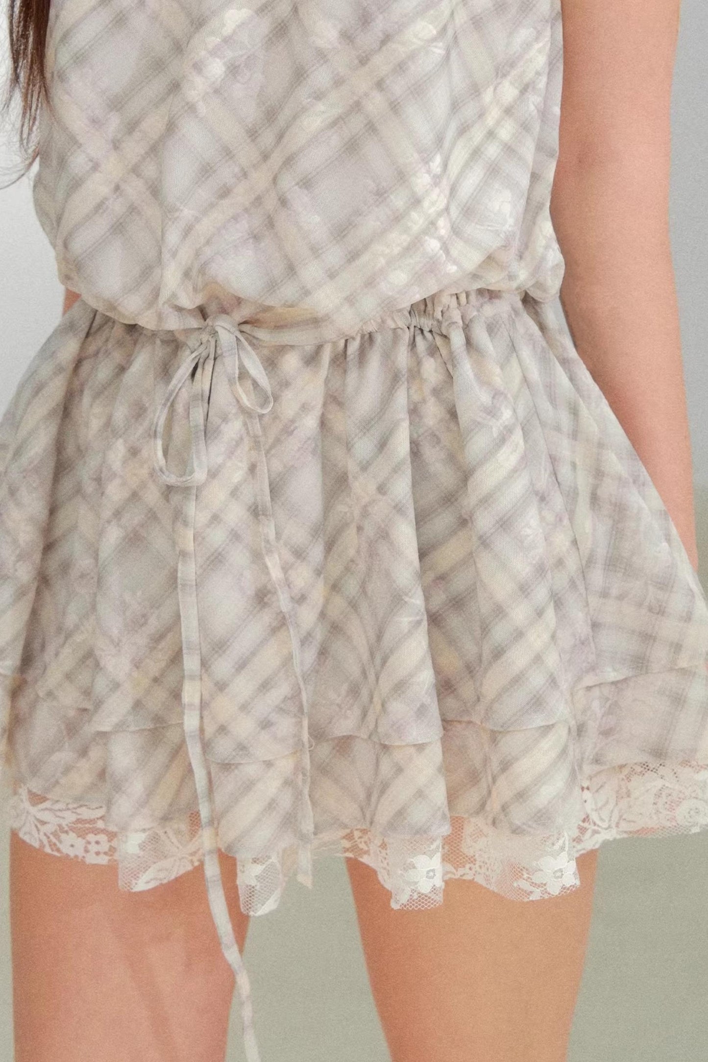 Plaid Flutter Sleeve Dress