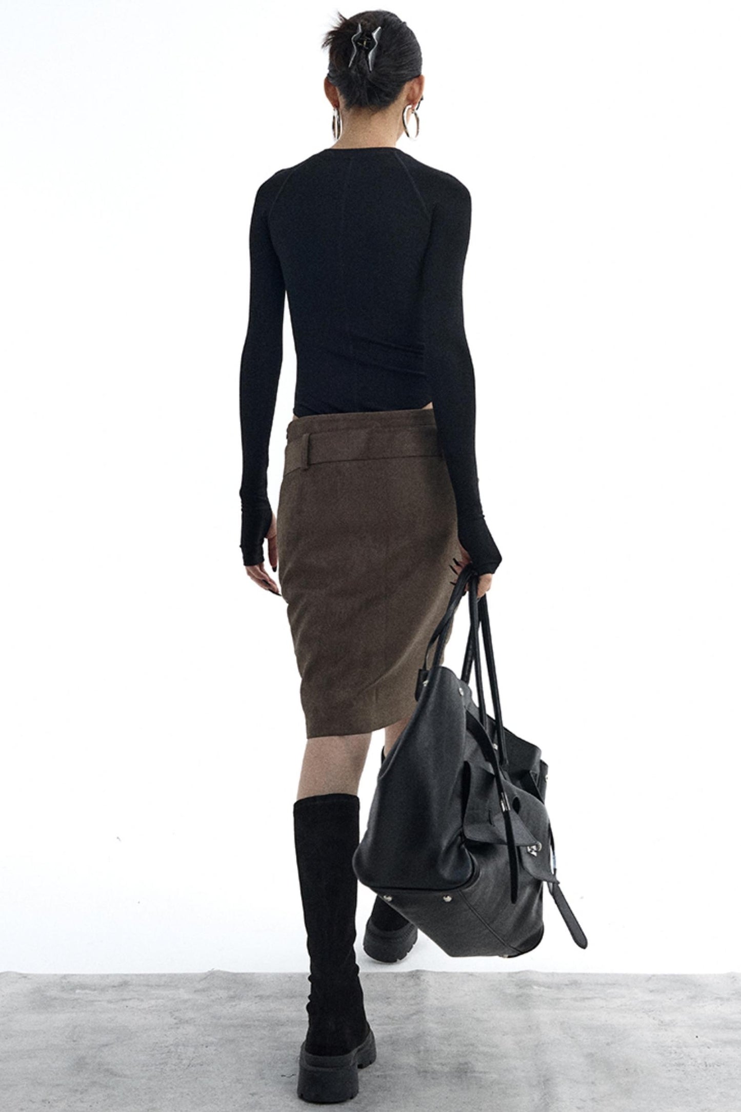 Detachable Belt Suede Skirt