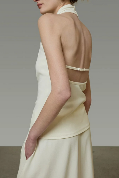 White Halter Backless Top Set-Up