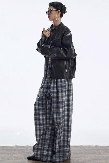 Plaid Color-Blocked Winter Pants