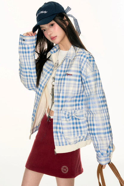 Strappy Blue Plaid Jacket Set-Up