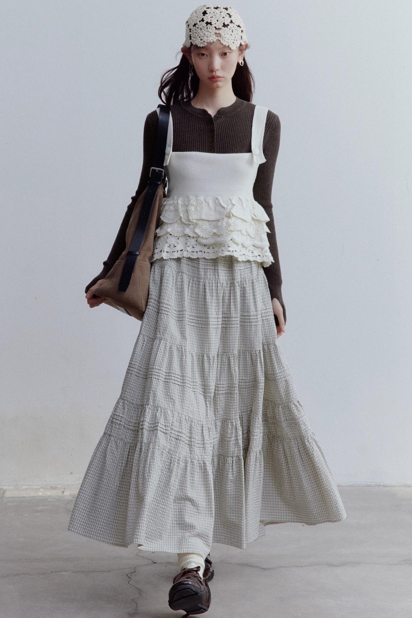 Check Layered Cake Skirt