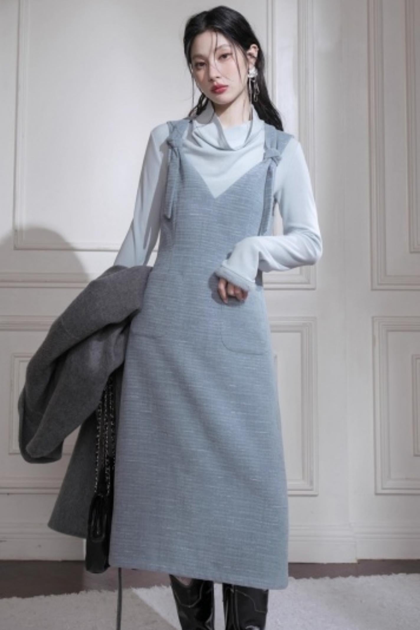 Lake Gray Chenille Tie-Up Dress