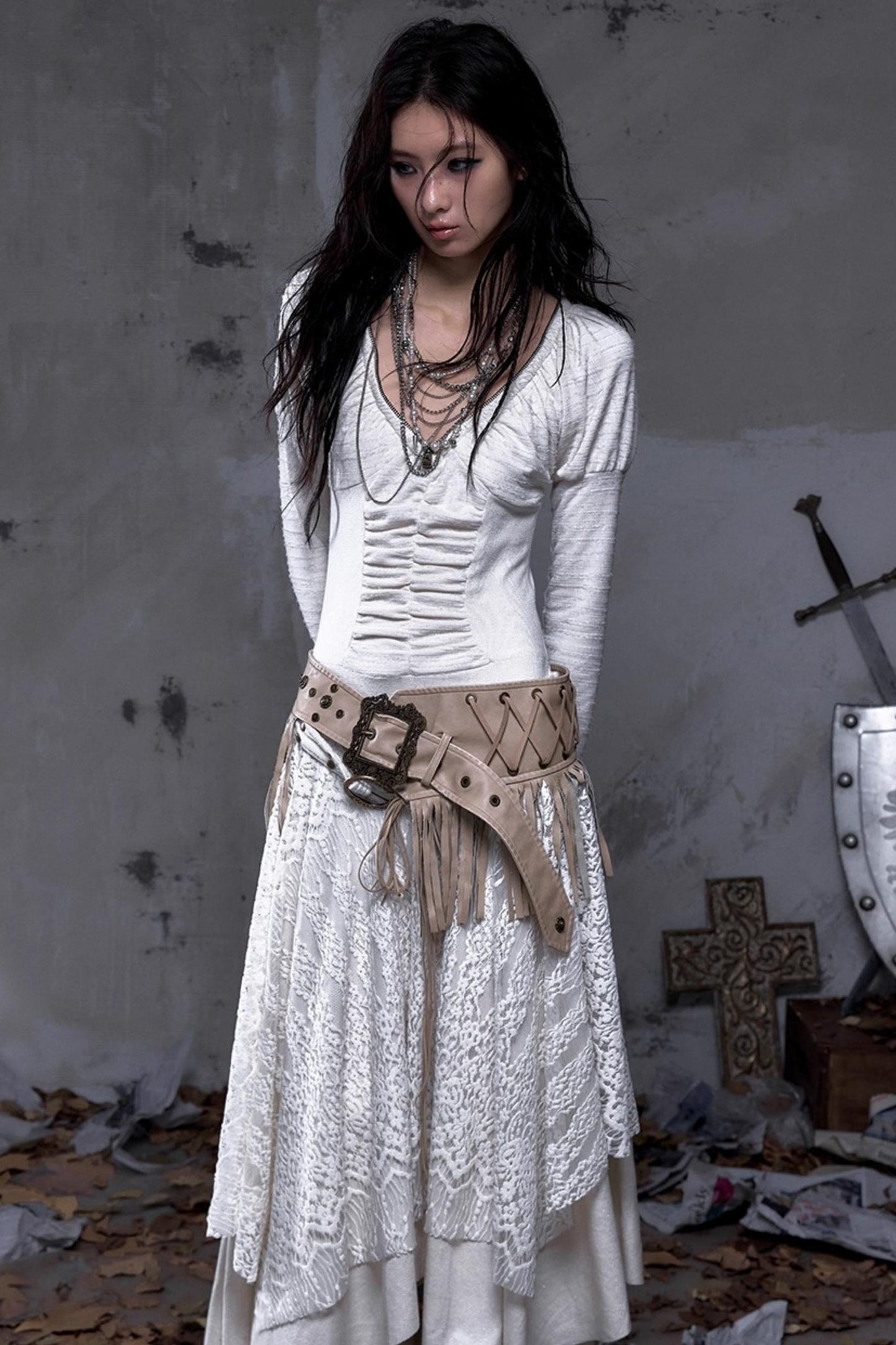 Vintage Punk Fringe Leather Belt