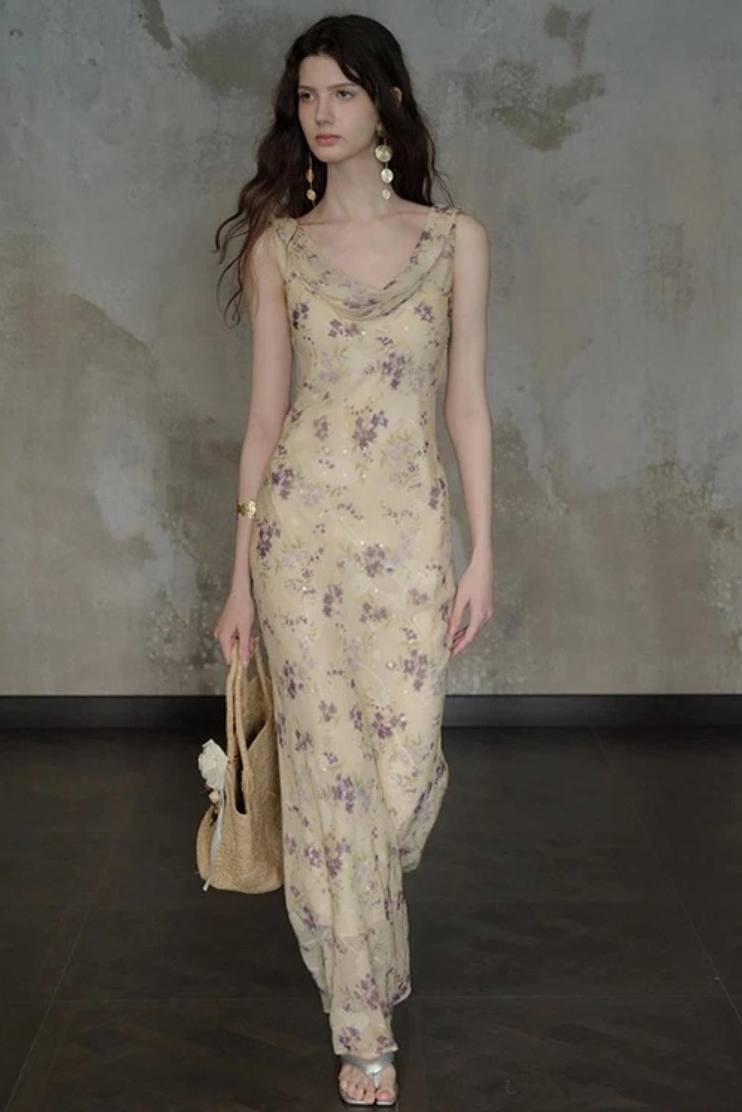 Burnt Floral Jacquard Dress