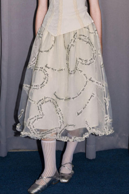 Lace Monogrammed Bustier Skirt