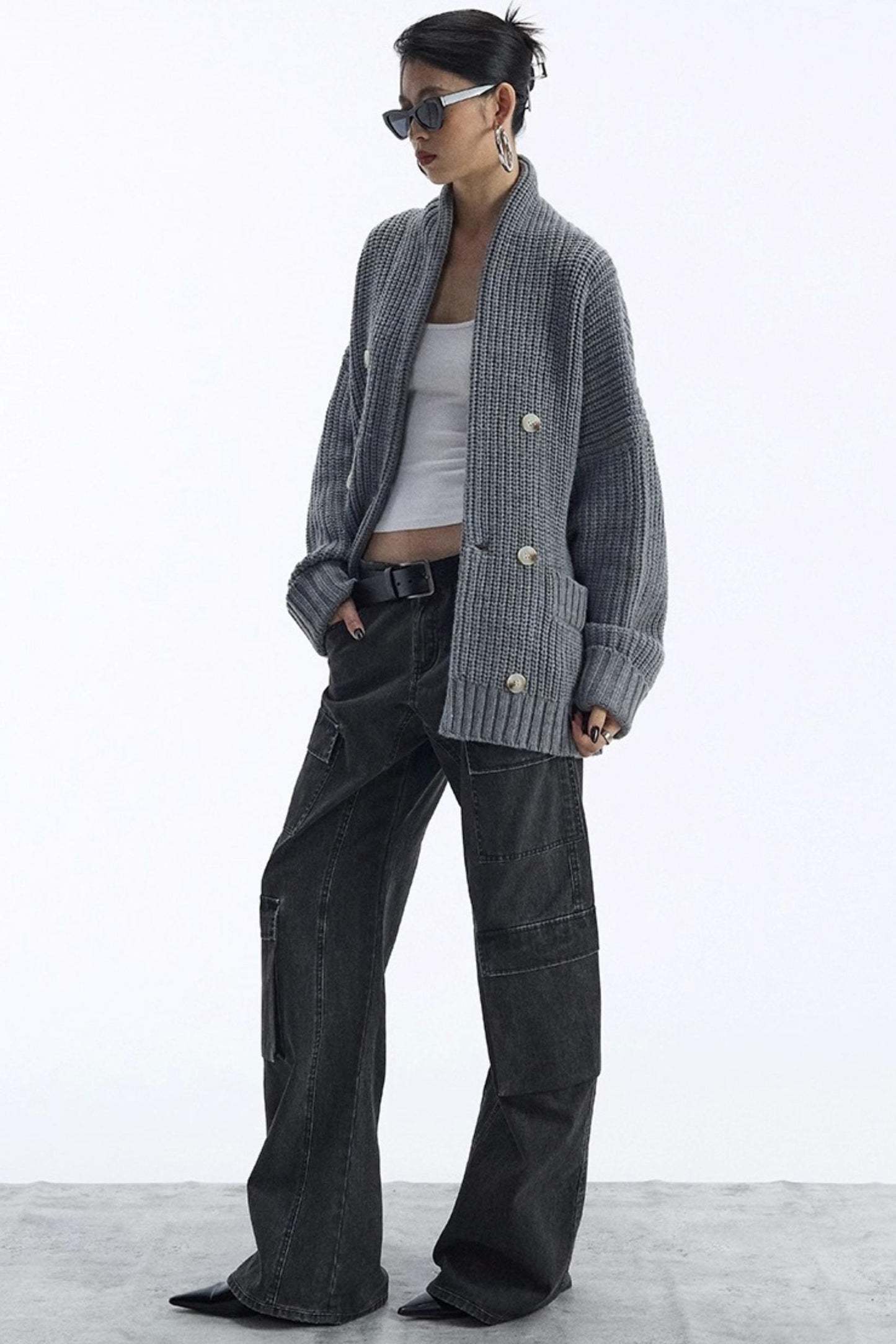 Lazy Style Large Pocket Knitted Cardigan