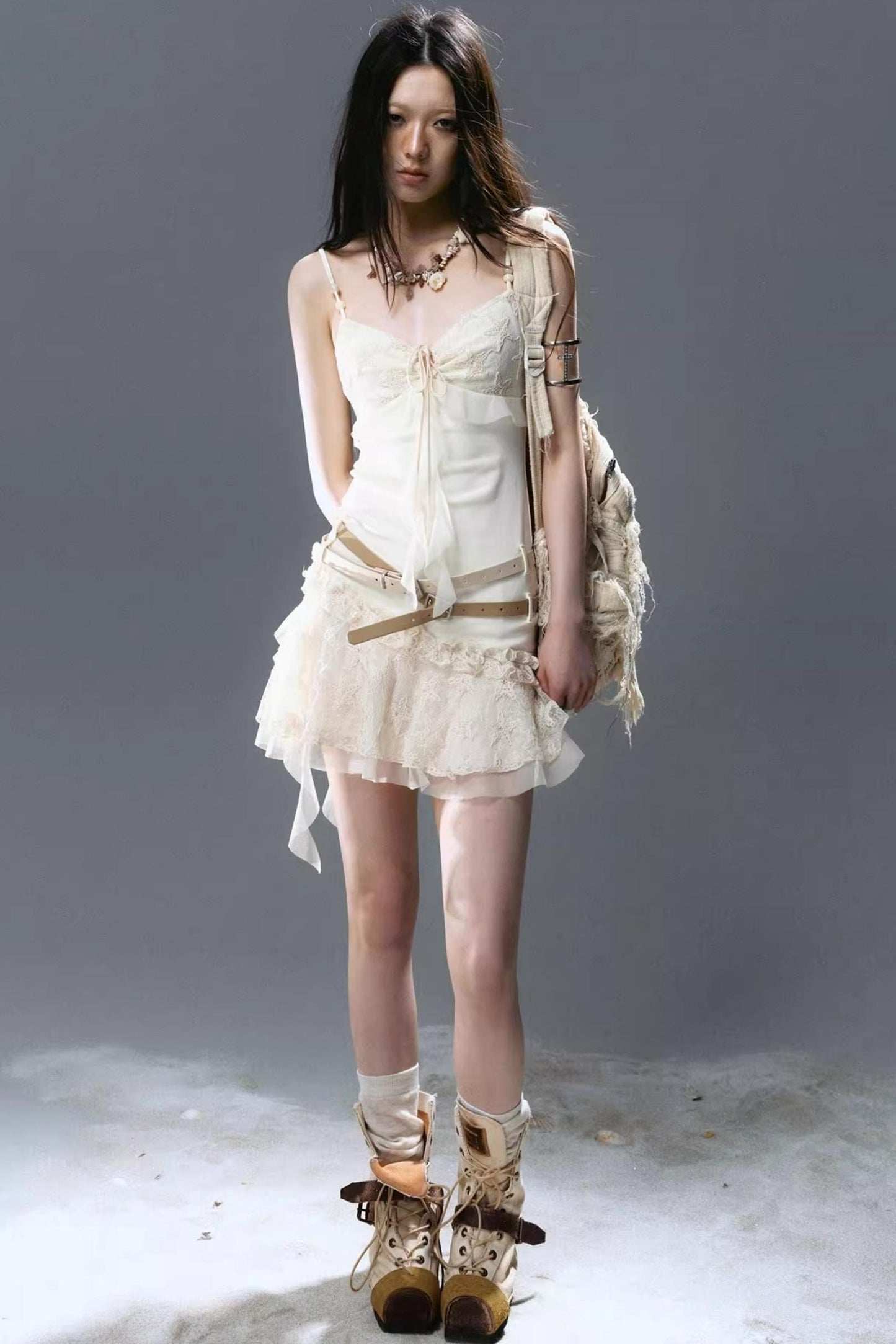 Mystic Pleated Ruffle Dress