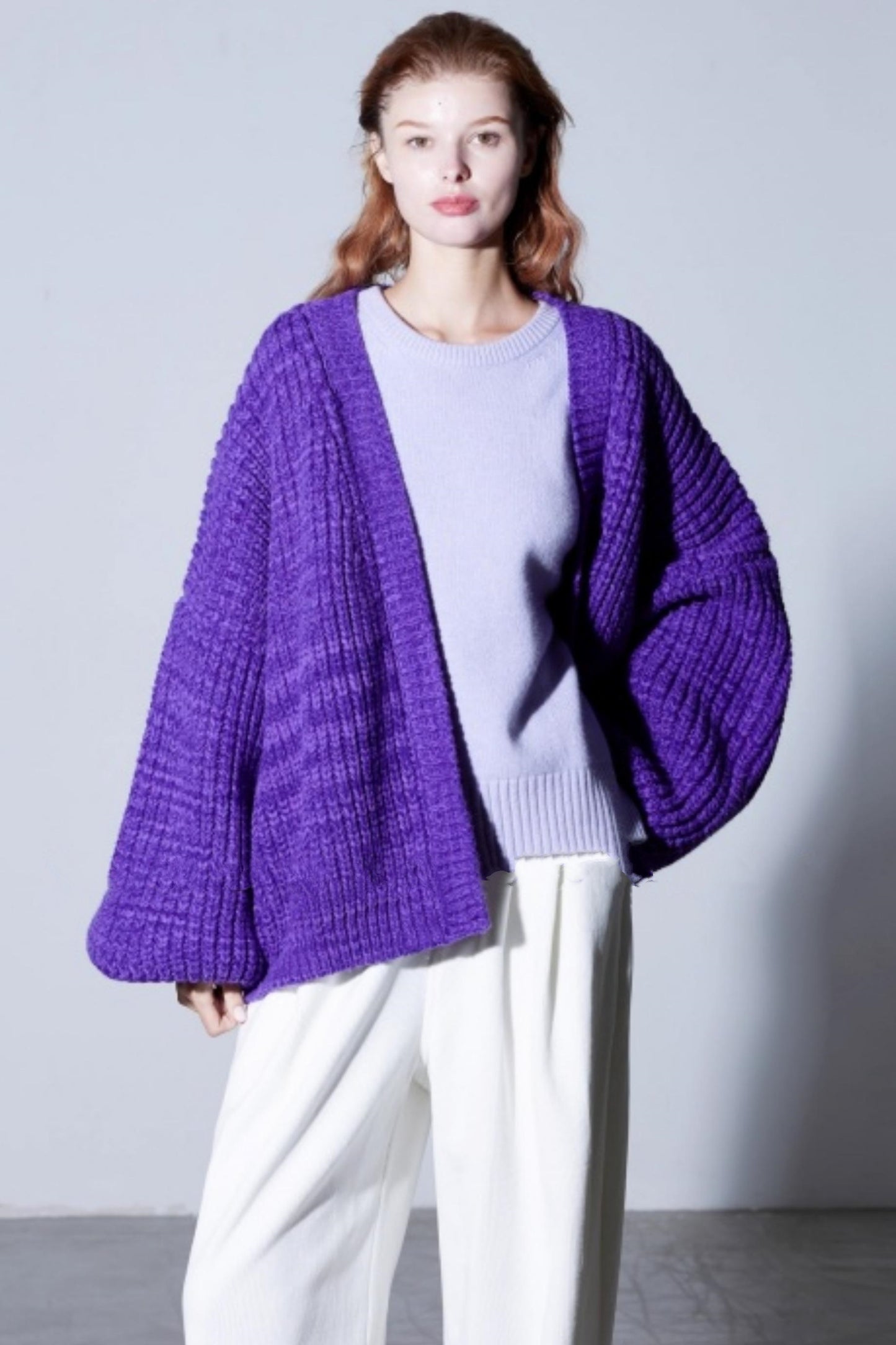 Heavyweight Two-Tone Lantern Cardigan