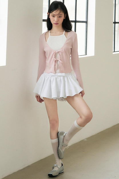 Satin Pleated Mini Skirt