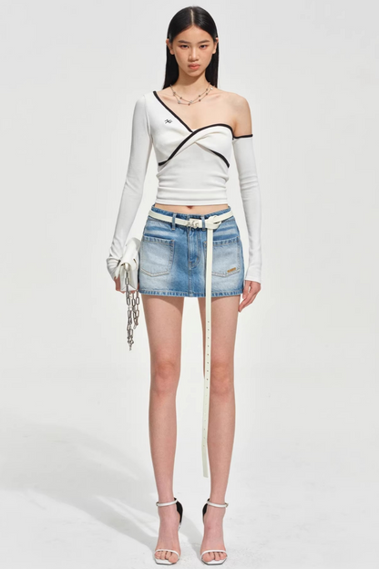 Sculpted Off-Shoulder Knit Top