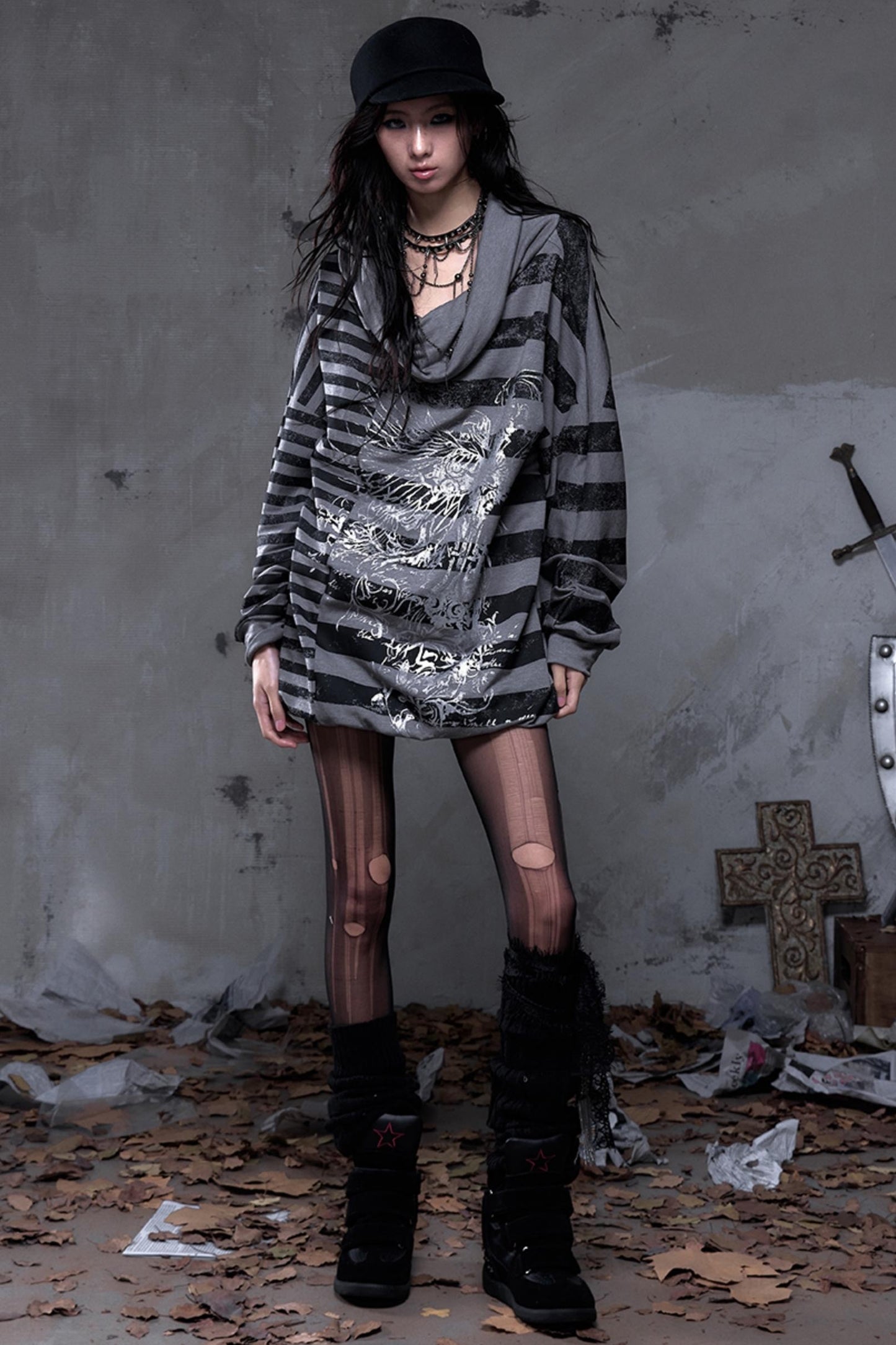 Shibuya Striped Batwing Top