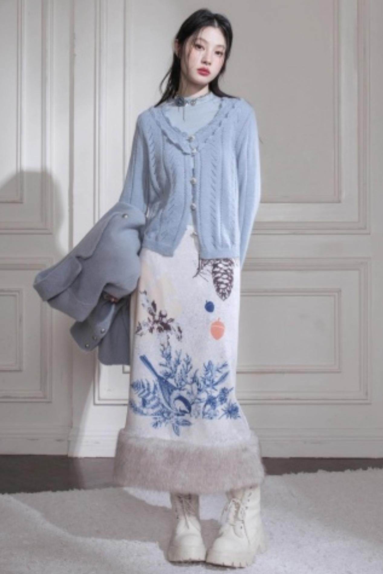 Winter Night Snow Plush Skirt