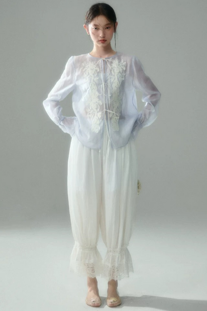 Embroidered Tencel Linen Blouse