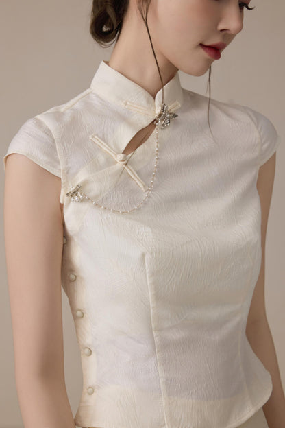 Beige Short Sleeve Top