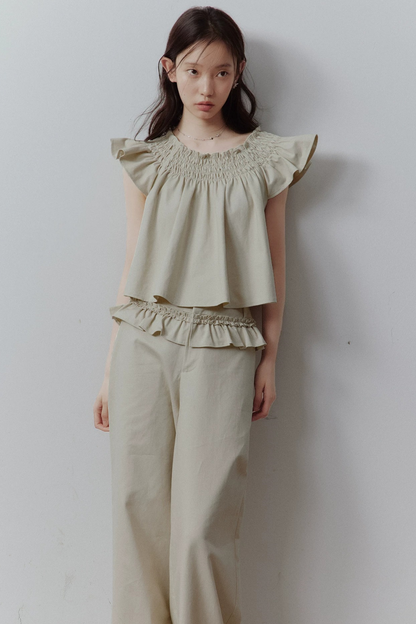Apricot Gray Babydoll Top