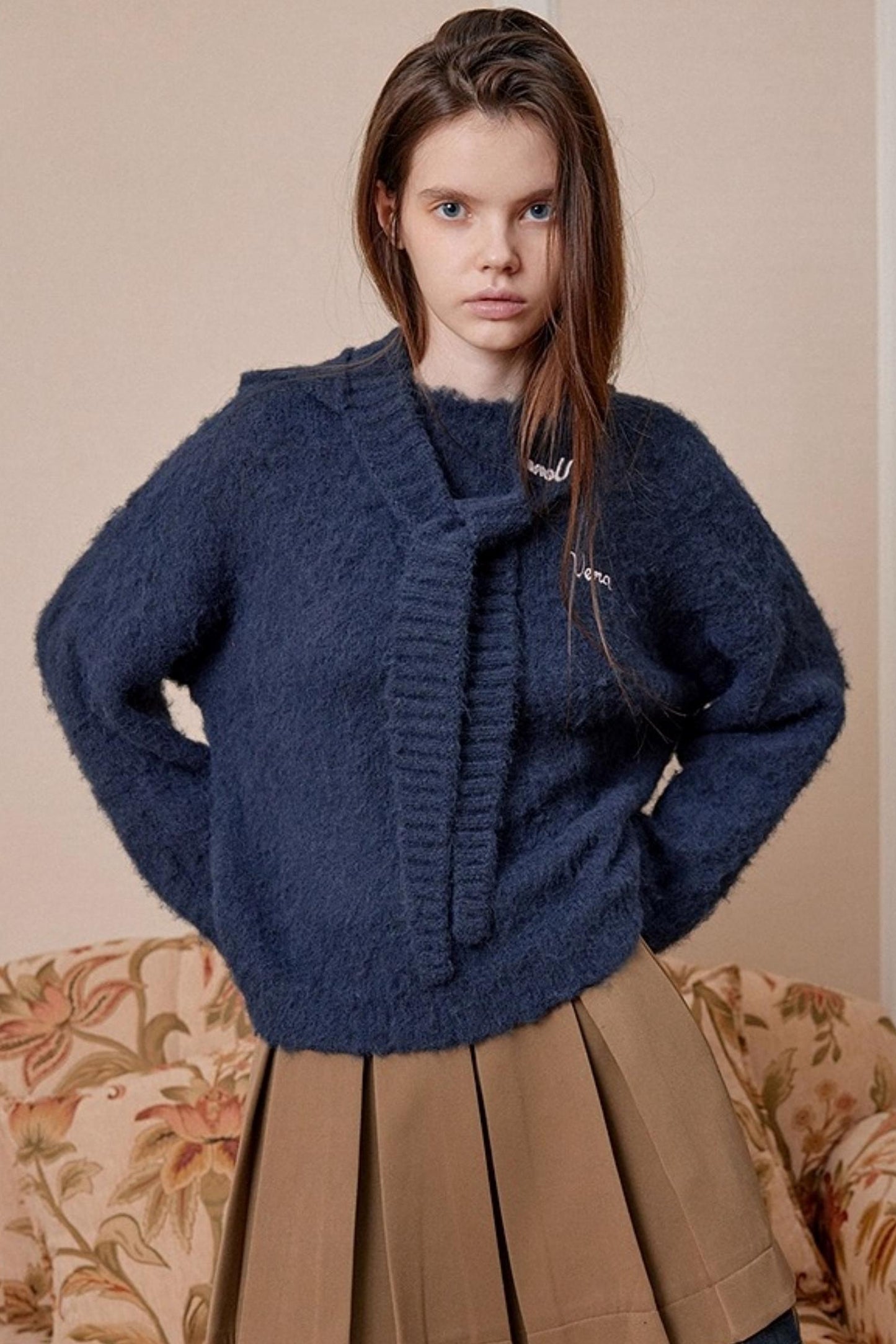 Navy Wool Hooded Sweater