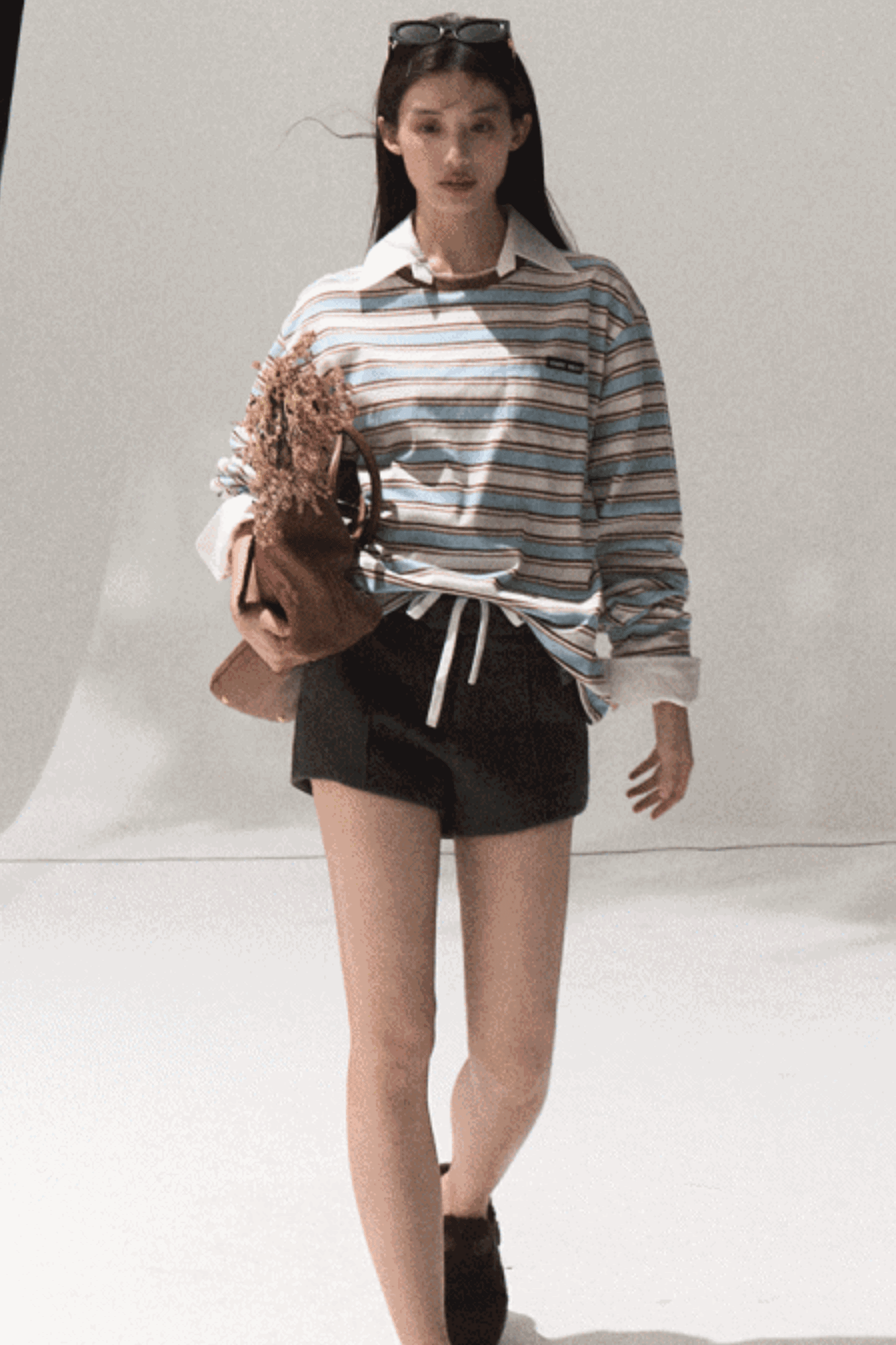 Contrasting Striped Long-Sleeve Shirt