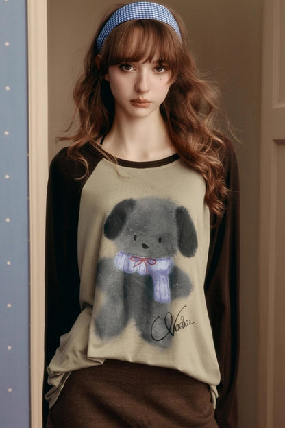 Contrasting Raglan Sleeve Top