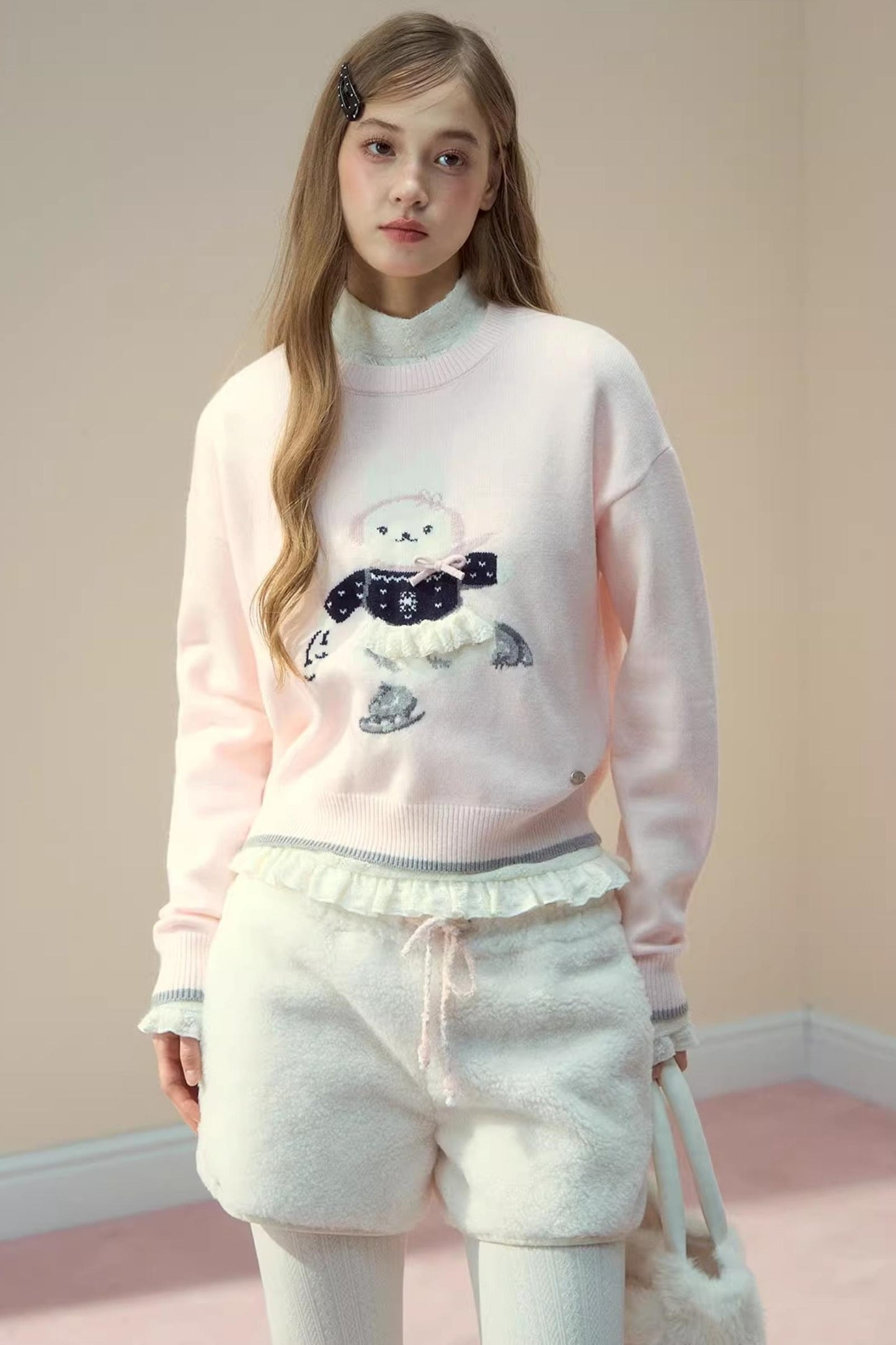 플래드 칼라 핸드메이드 스웨터