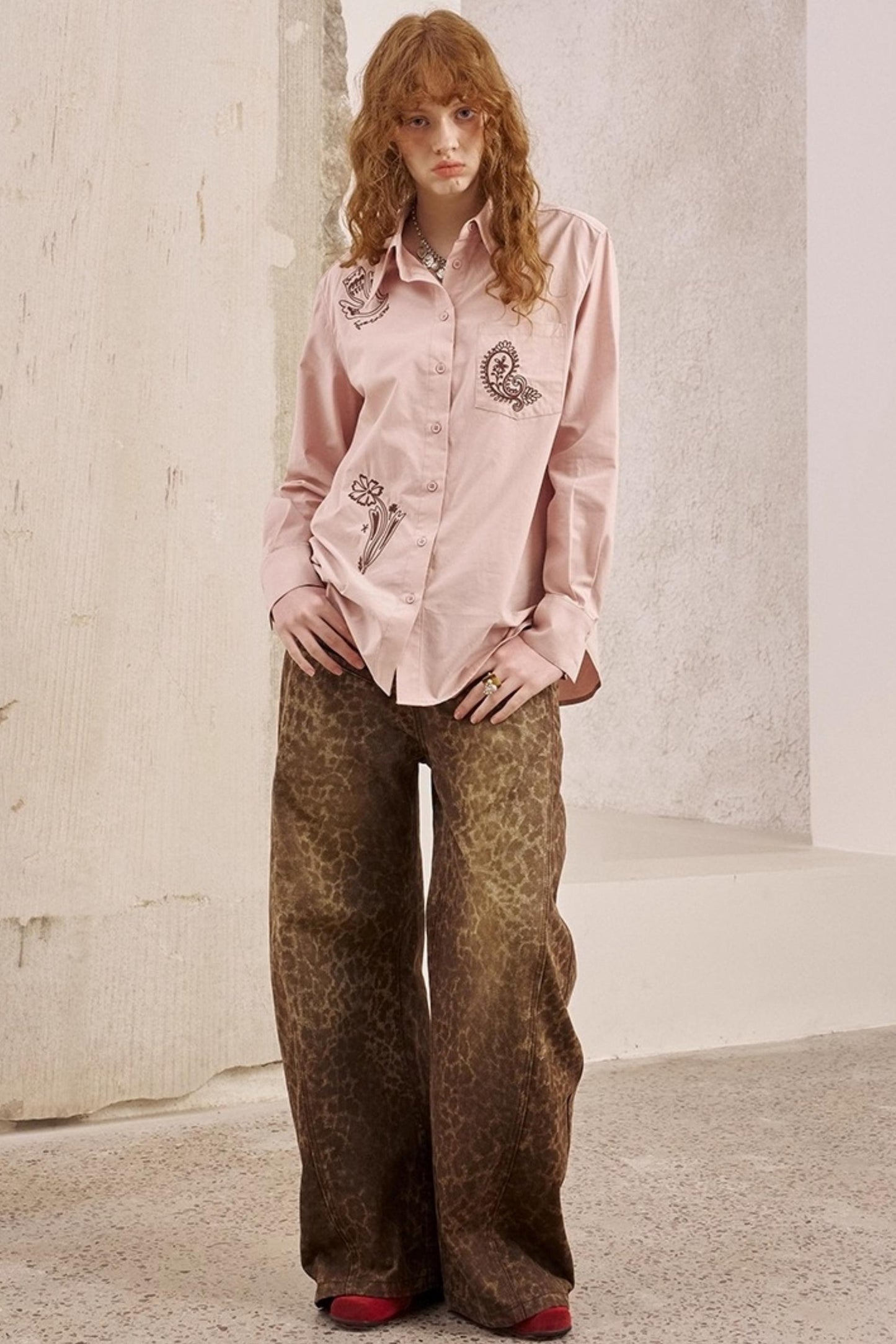 Leopard Print Straight Loose Pants