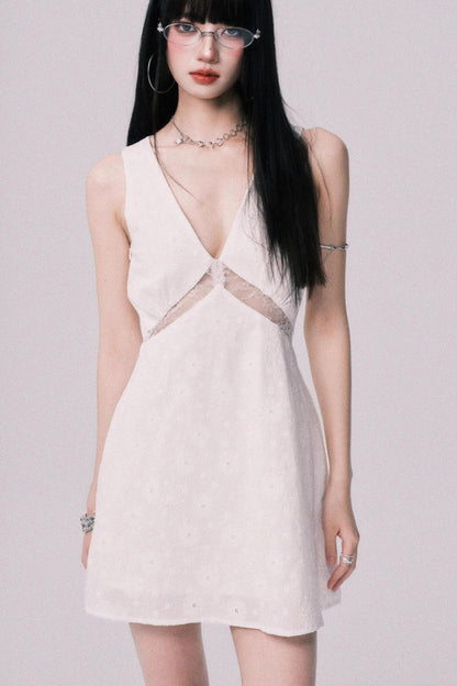 Summer Lace V-Neck Vest Dress