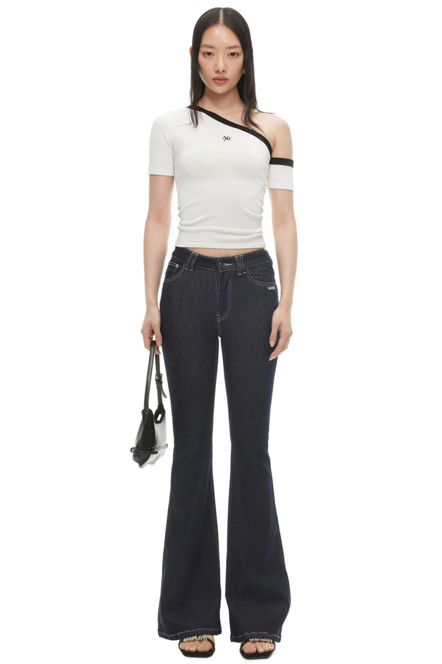 Washed Denim Flared Pants