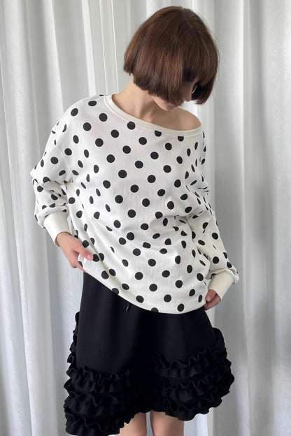 Versatile Polka Dot Crew Neck Sweatshirt