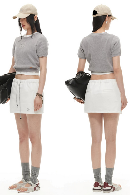 Cotton A-Line Drawstring Skirt