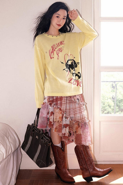 Kitten Note Knitted Sweater