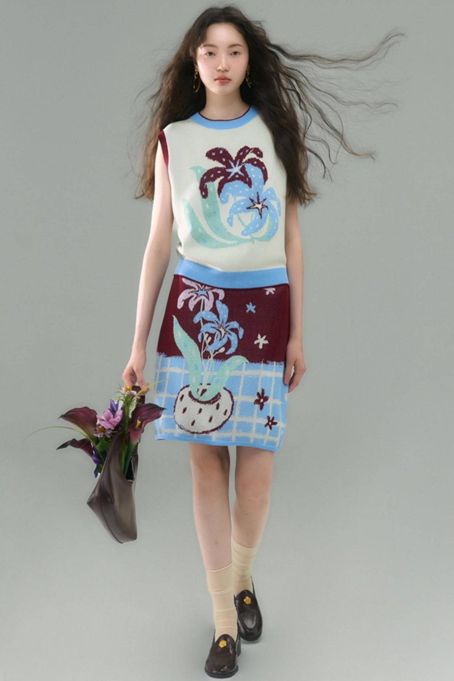 Original Lily Jacquard Tencel Vest Skirt Set-Up