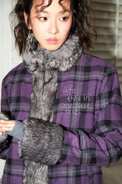 Chic Purple Plaid Wool Jacket