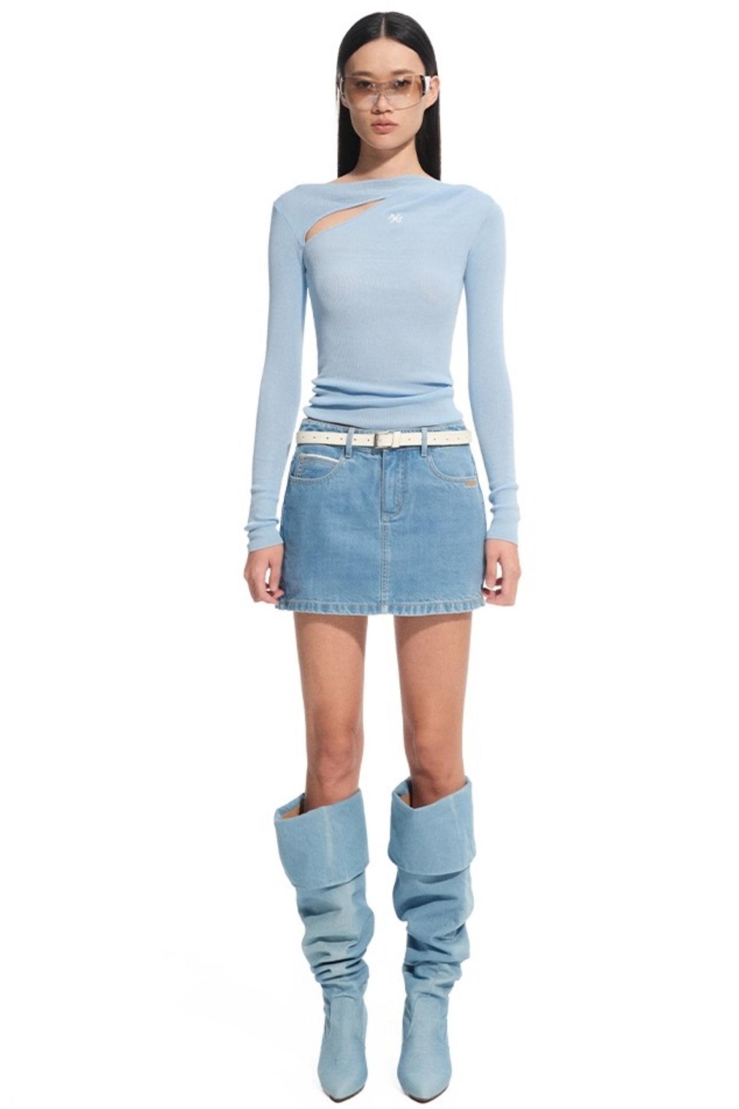 Red-eared Modern Denim Skirt