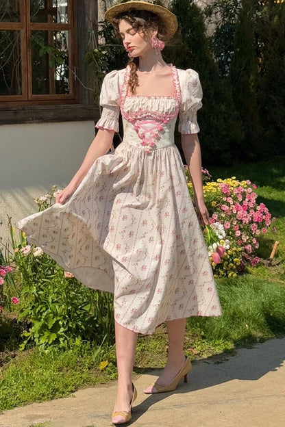 Fishbone Square Neck Dress