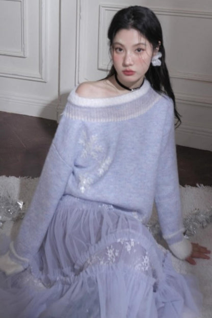 Snowflake Sequin Pullover Sweater