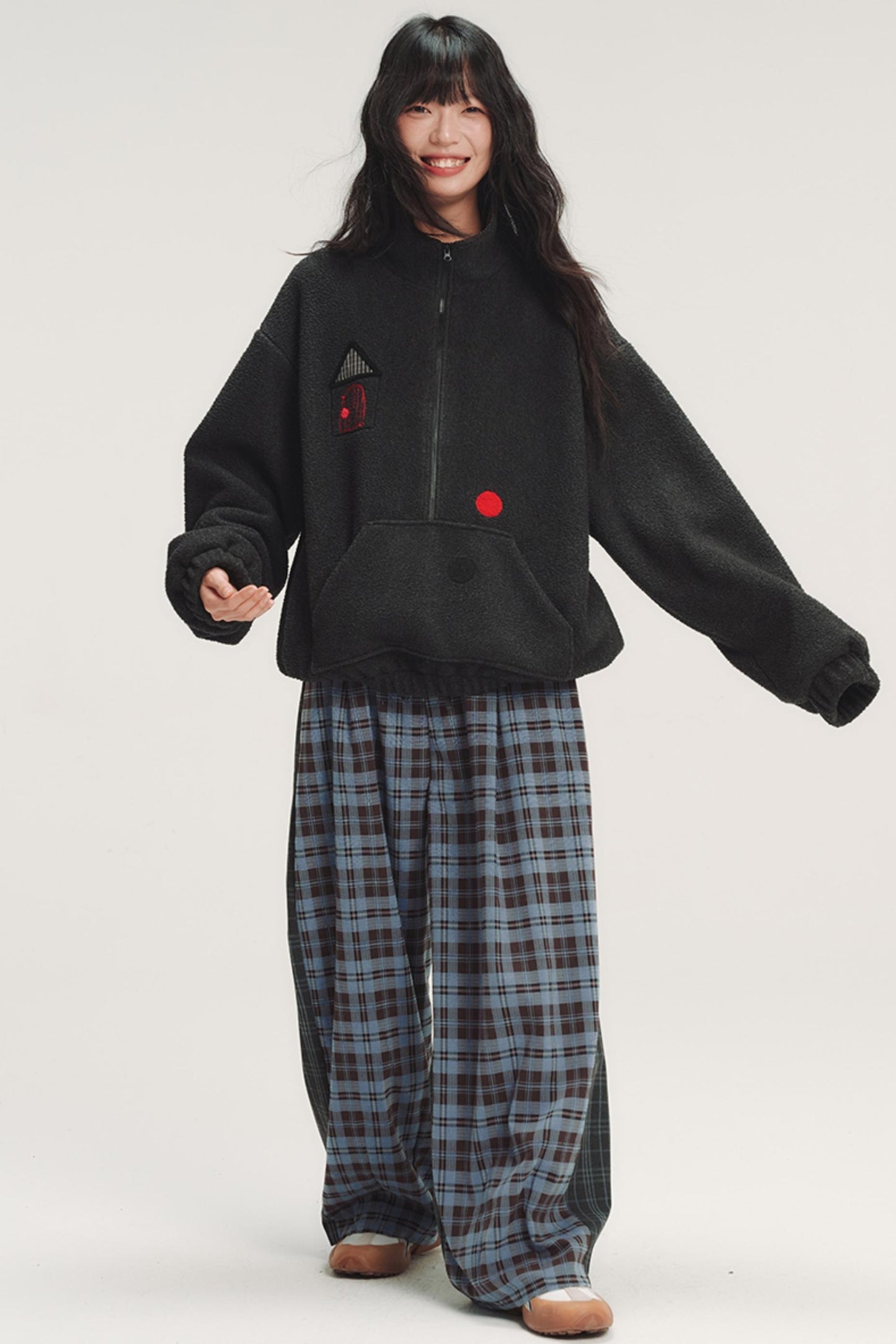 Colorful Plaid Fleece Sweatshirt