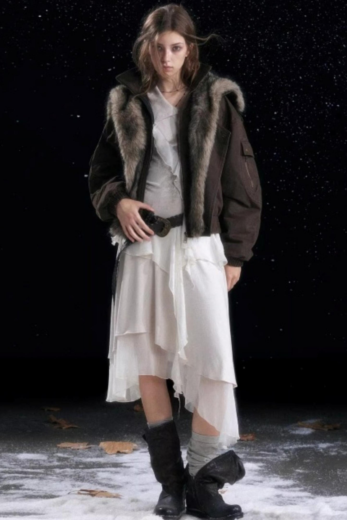 Irregular Gradient Ruffle Dress