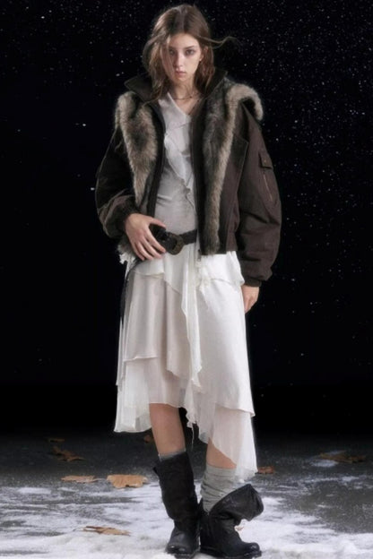 Irregular Gradient Ruffle Dress