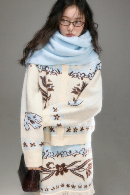 Paradise Jacquard Tulip Cardigan Set-Up