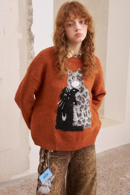 Embroidered Crew Neck Sweater