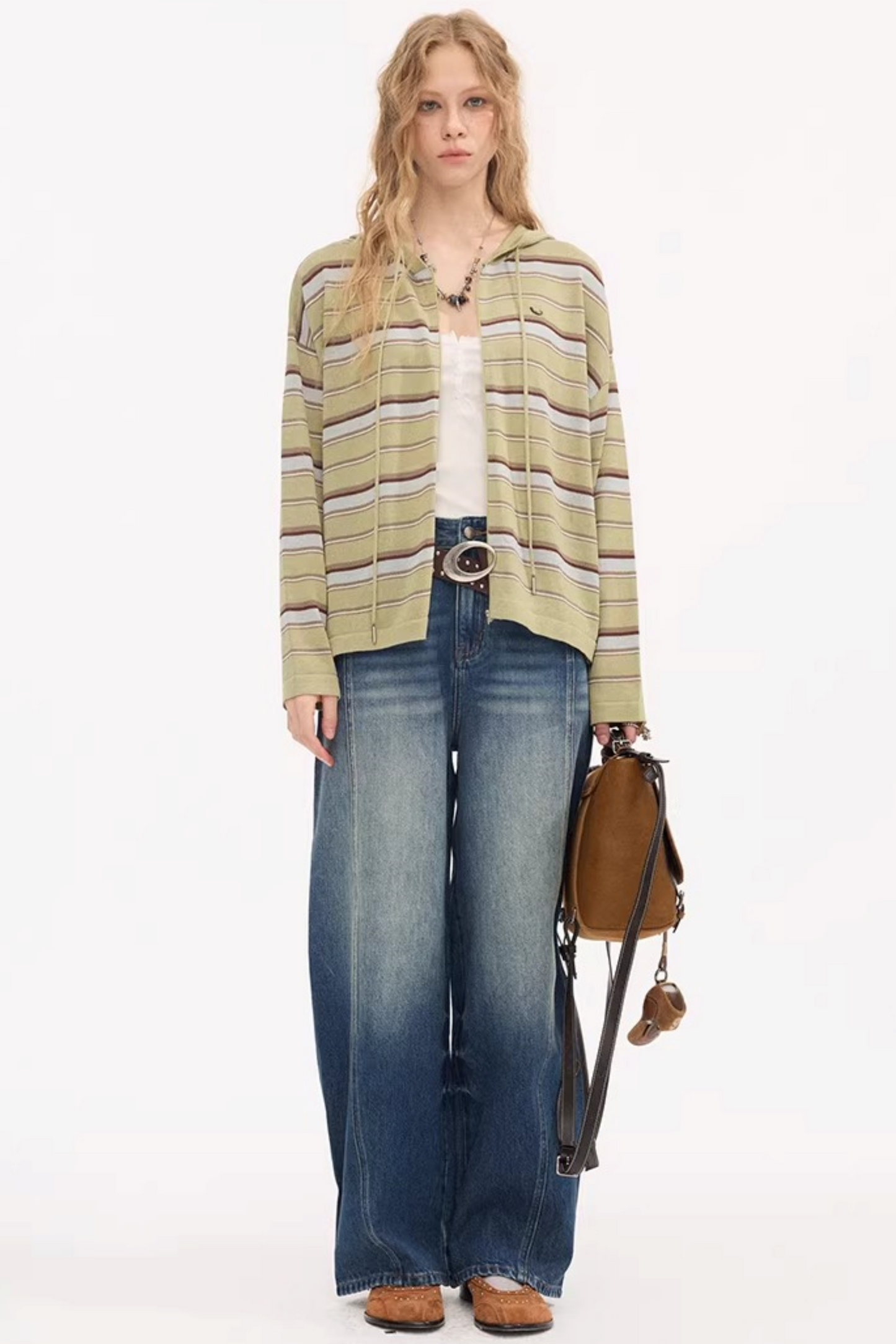 Split Curved Hem Denim Pants