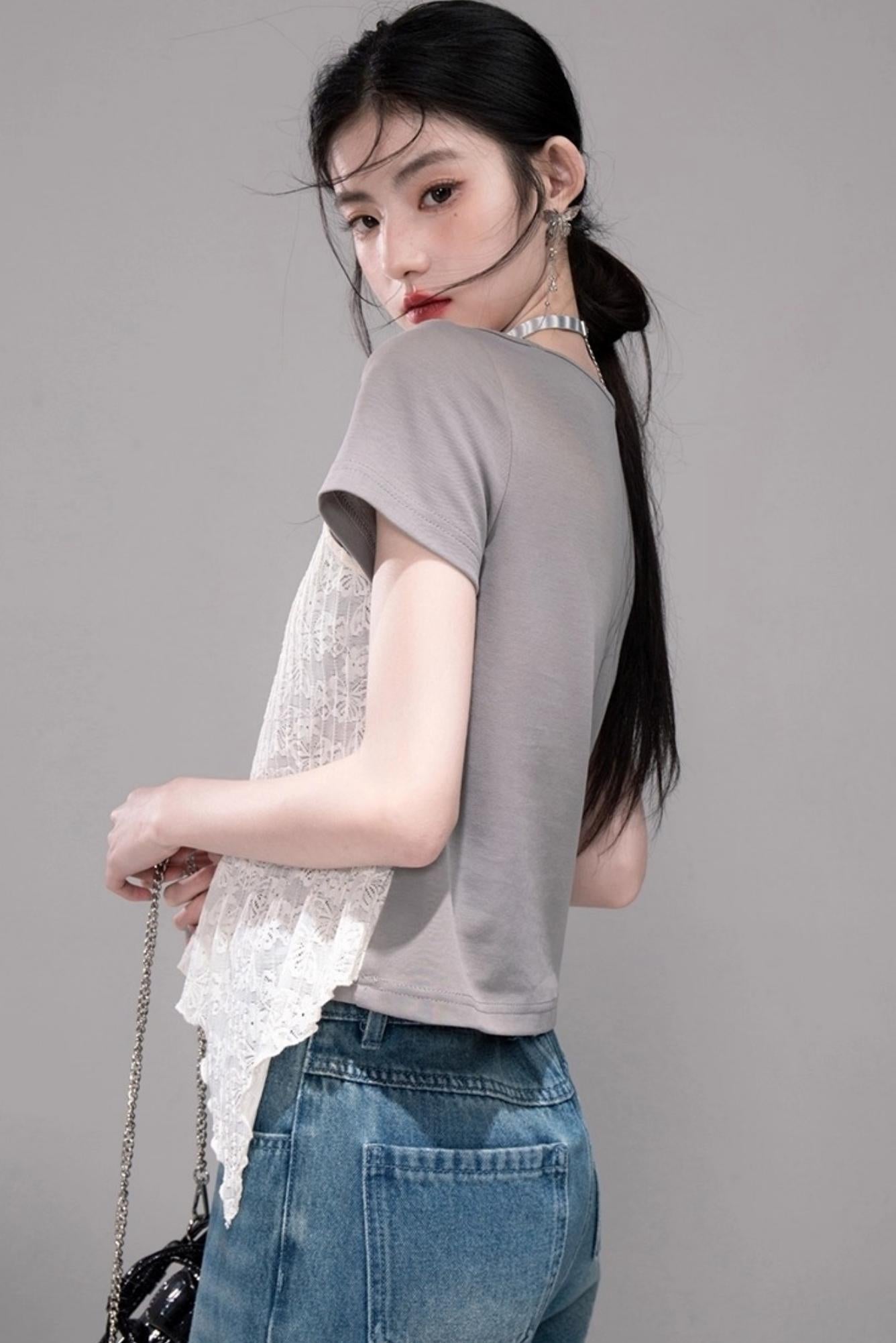Graue Layering-T-Shirts