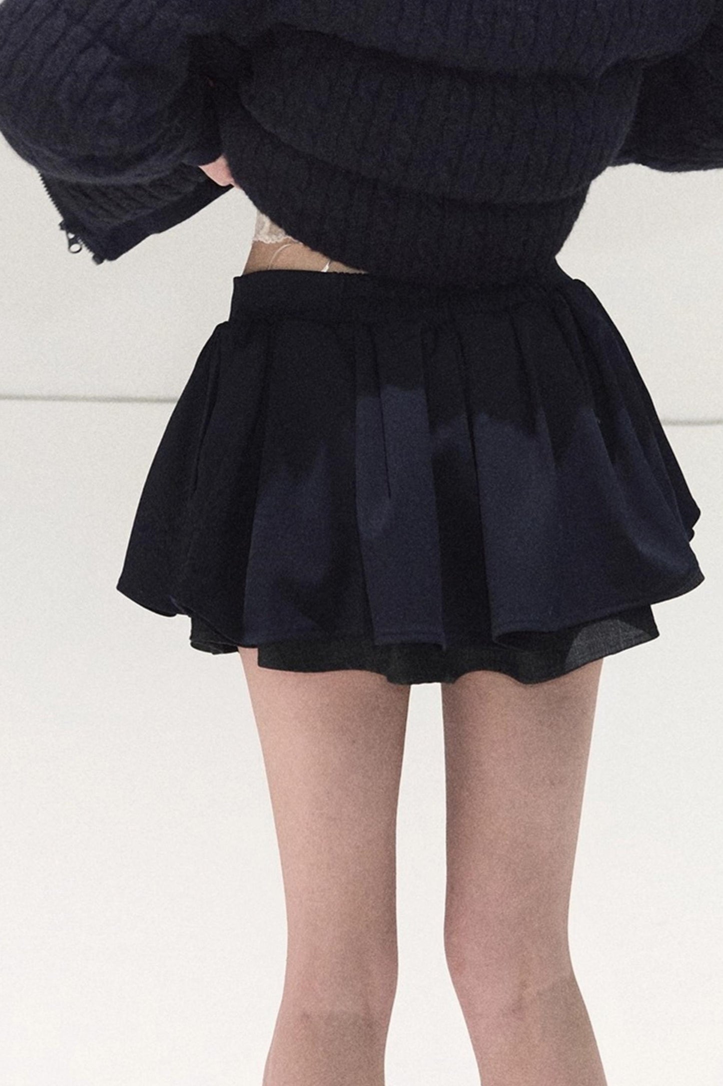 Plaid Color-Blocked Puffy Skirt