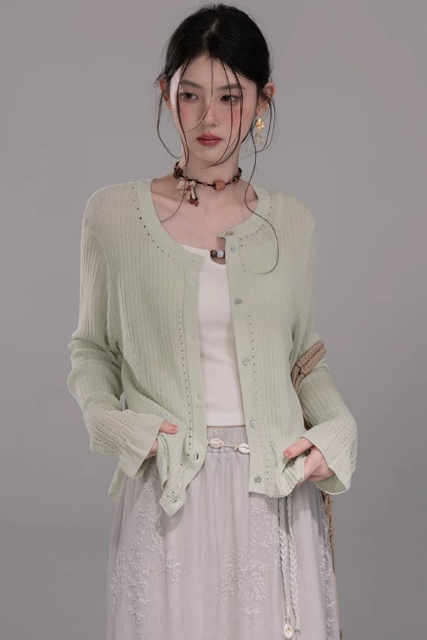Cloud White Knit Cardigan Top