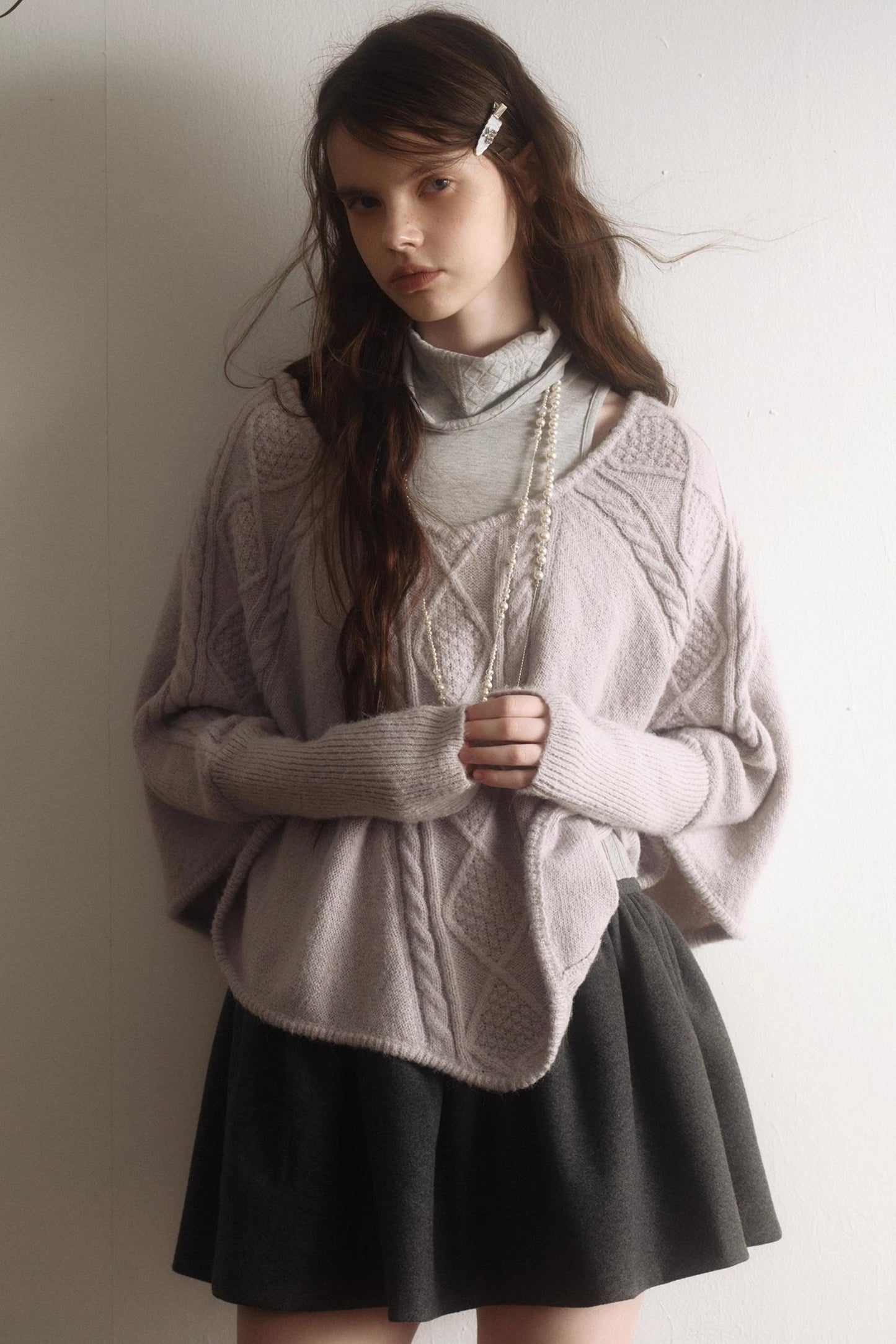 Light Purple Wool Batwing Sweater Set-Up